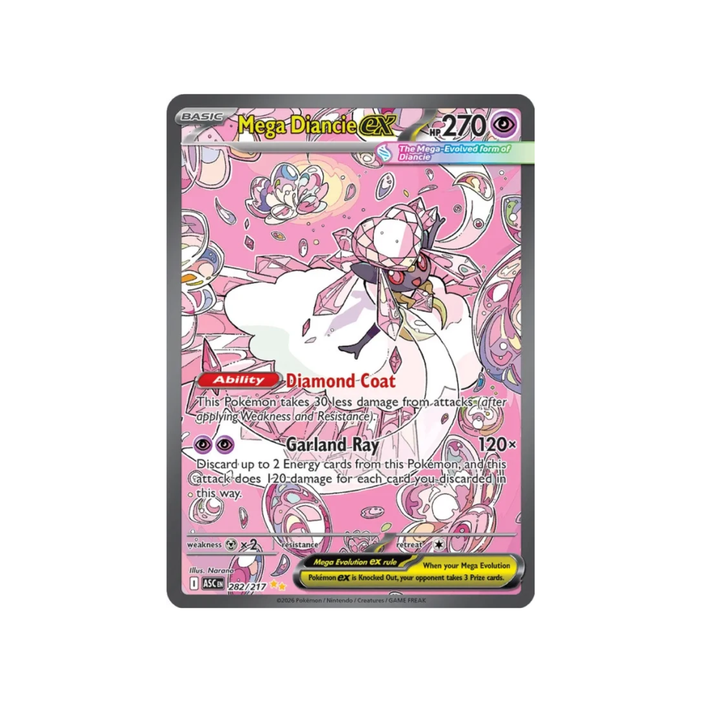Mega Diancie ex : MEGA EVOLUTION - ASCENDED HEROES 282/217 - Pokemon Single Card