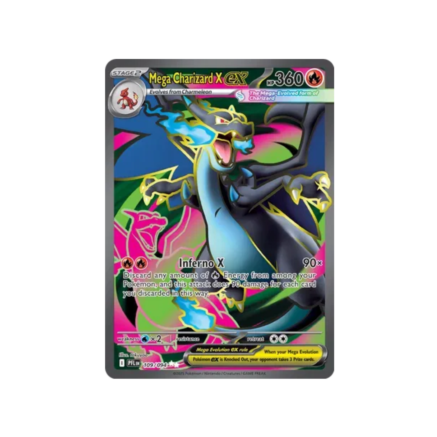 Mega Charizard X ex 109/094 Me02: Phantasmal Flames Holo EN - Pokémon Single Card