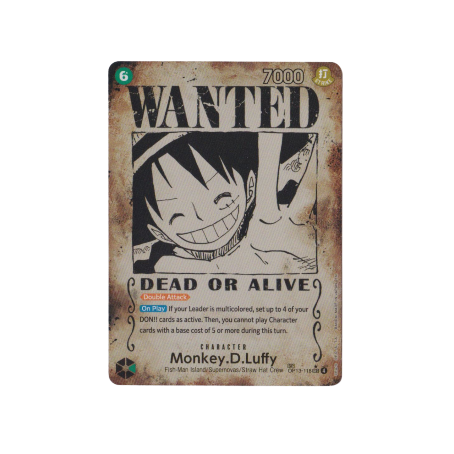 Monkey.D.Luffy (WANTED POSTER) : OP13-118 CARRYING ON HIS WILL - One Piece Single Card